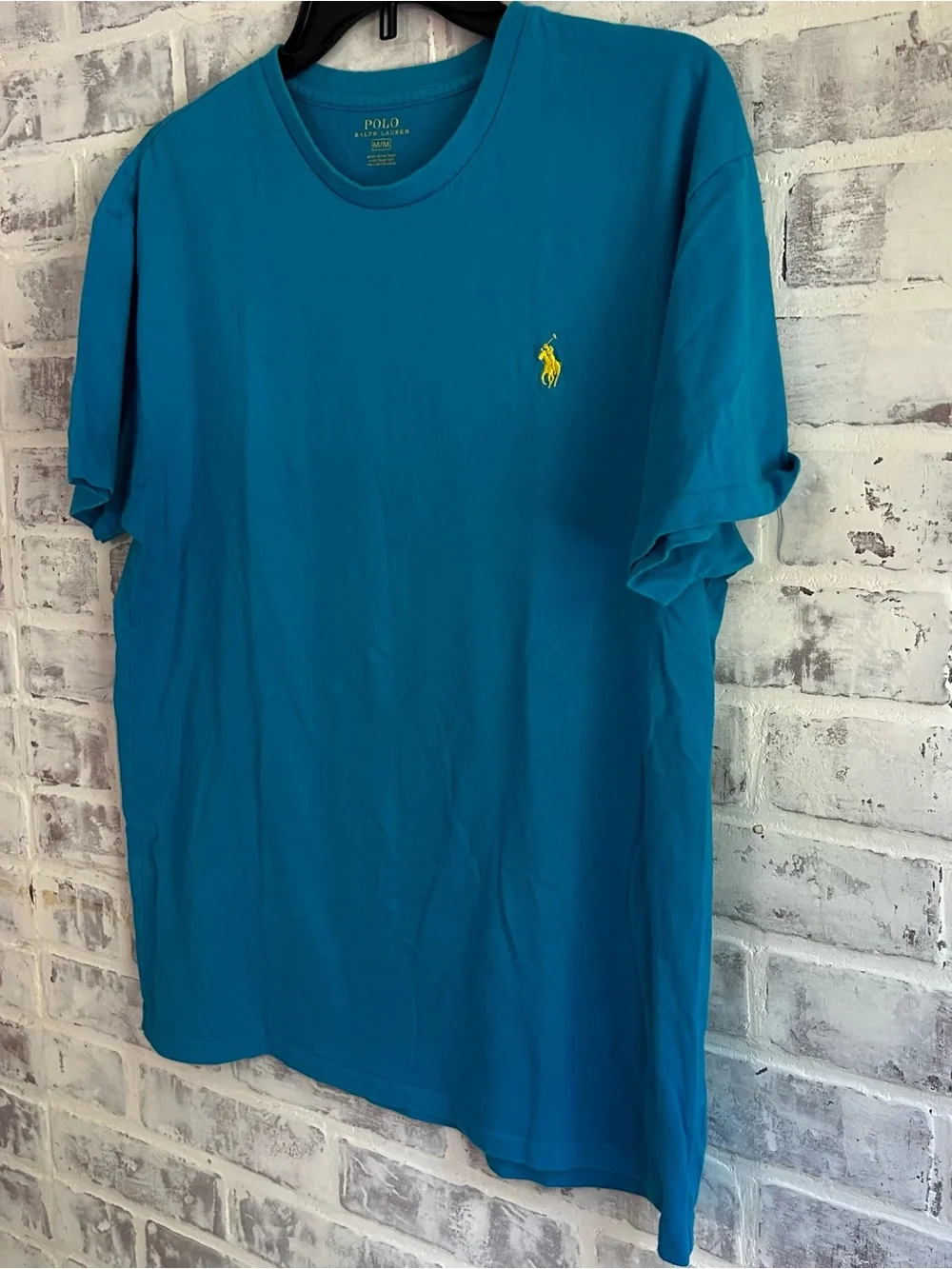 Polo Ralph Lauren Men’s Medium Classic Crew Neck T-Shirt Blue with Yellow Pony